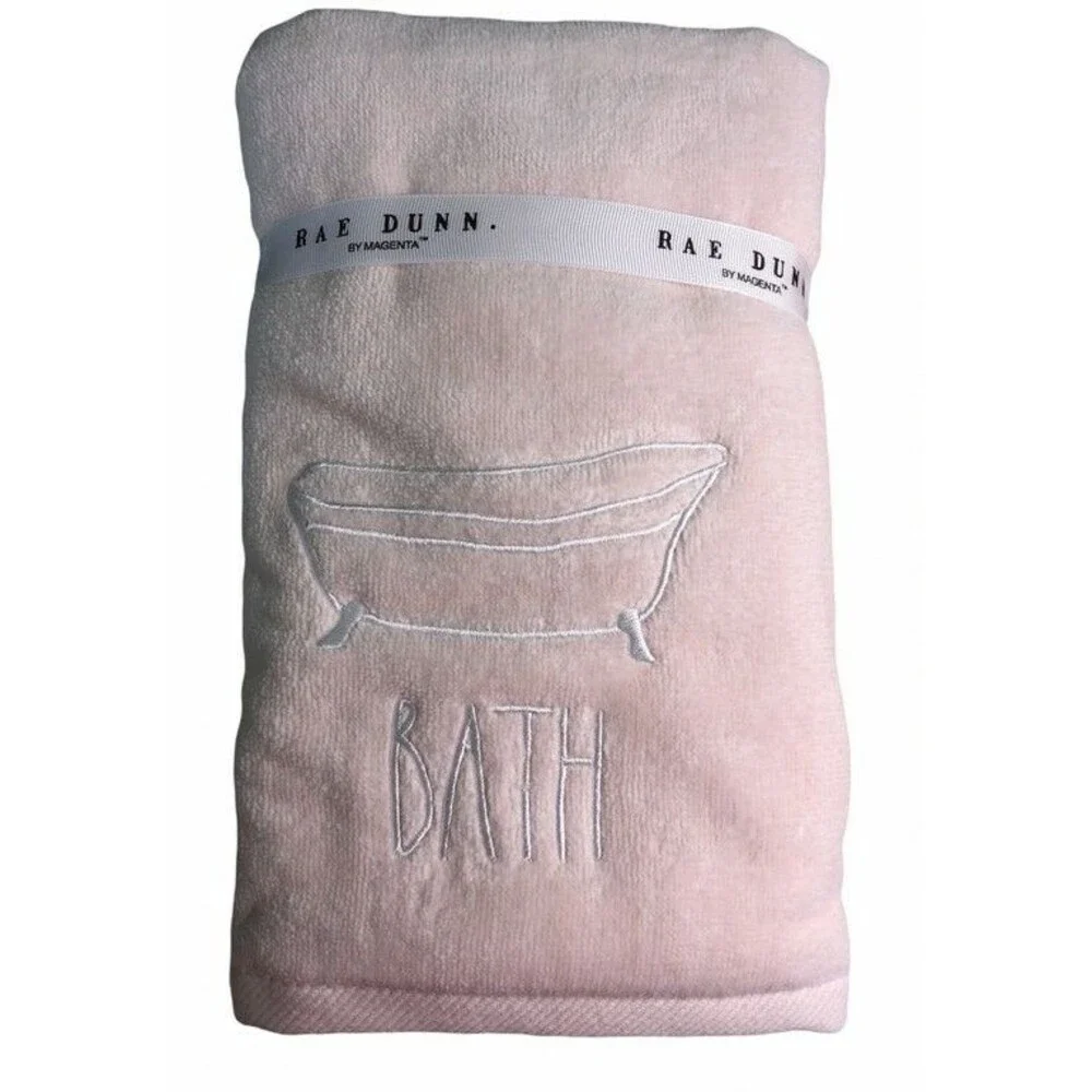 Rae Dunn Pink Hand Towels Bathroom Beach Embroidered Bathtub Guest Set of 2